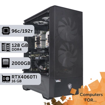 Компьютер Power Up #8 для Blender / AMD EPYC 7642 x2 / 256 GB / SSD 2TB / GeForce RTX 4060Ti 16GB для видеомонтажа анимационного дизайна и постобработки