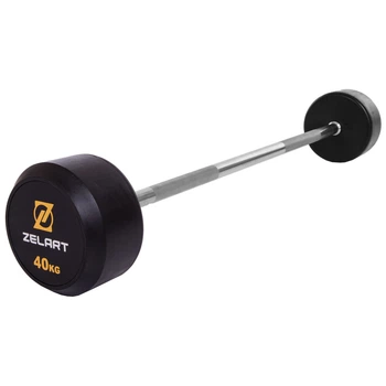 Штанга фиксированная прямая обрезиненная Rubber Coated Barbell Zelart TA-2685-40 40 кг