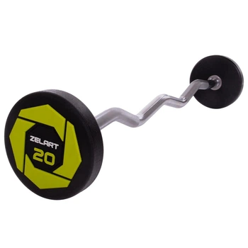 Штанга фиксированная изогнутая полиуретановая Urethane Barbell Zelart TA-2690-20 20 кг