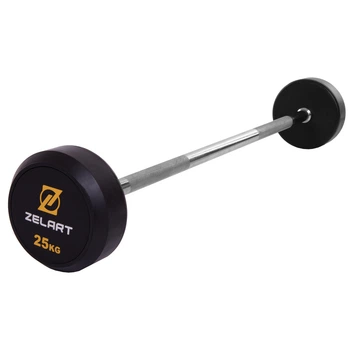 Штанга фиксированная прямая обрезиненная Rubber Coated Barbell Zelart TA-2685-25 25 кг