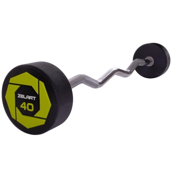 Штанга фиксированная изогнутая полиуретановая Urethane Barbell Zelart TA-2690-40 40 кг