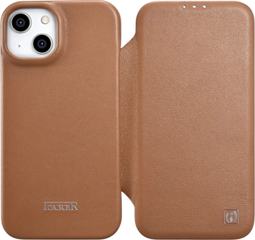 Чохол-книжка iCarer Curved Edge Real Cowhide Premium Leather Folio Case для Apple iPhone 14 Brown (WMI14220713-BN)
