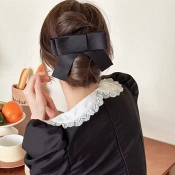 Бант для волосся на заколці бантик заколка шпилька Honey Fashion Accessories чорний (12-355)