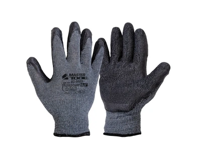 Перчатки хлопковые утепленные MASTERTOOL CRINKLE LATEX COTTON латексное покрытие ладони 10.5" подвес серо-черные 83-0605