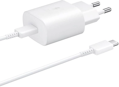 Ładowarka sieciowa Samsung EP-TA800EWE USB-C 25 W + kabel EP-DA705BWE White (8596311206221)
