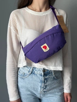 Бананка сумка на пояс Fjallraven kanken из ткани не промокает фиолетовая