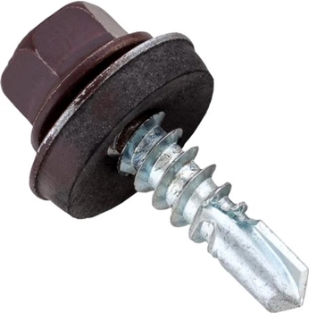 Саморез snapt для кровли, DIN 7504 K, сверло, EPDM шайба, металл, RAL 8017, 5.5x25, SW8 750 шт (1011901634)