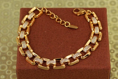 Браслет Xuping Jewelry выпуклые квадраты 18 см золотистый