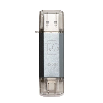 Флеш пам'ять TG 009 32gb USB3.0/Type-C універсальний T&G накопичувач/флешка для зберігання, перенесення та обміну даними Сріблястий