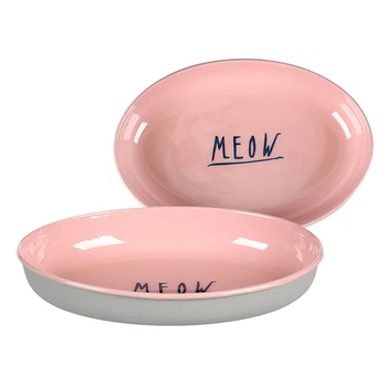Овальна емальована миска Flamingo Nell Oval для котів 275мл