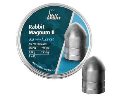 Кулі пневматичні (для воздушки) 5,5 мм 1,64 г (200шт) H&N Rabbit Magnum II. 14530194
