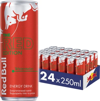 Упаковка энергетического напитка Red Bull Red Edition со вкусом арбуза 0.25 л x 24 банки (9002490257620)