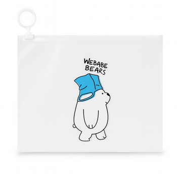Папка прозрачная, пенал, косметичка, с бегунком А5 Ice bear «We Bare Bears» (Белый «Мы обычные медведи»)