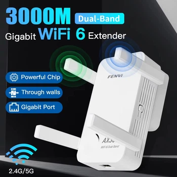 Wi-Fi репітер підсилювач сигналу Wi-Fi6 AX3000, 4 антени, до 3000 Мбіт/с, білий, 120х82х65 мм