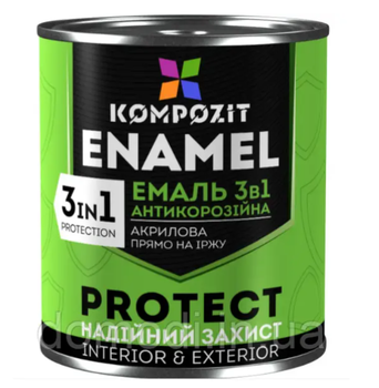 Эмаль антикоррозионная 3в1 "Композит" PROTECT белая RAL 9016 10 кг