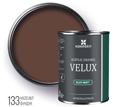 Эмаль акриловая VELUX фундук 133, шелковисто-матовый, 0,75л
