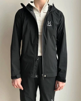 Мембрана куртка Haglofs Glide jacket women технологія Gore-tex infinium туристична на утяжках чорного кольору розмір XS