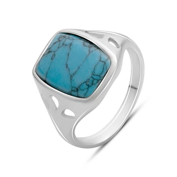 Серебряное кольцо с бирюзой, вес изделия 4,4 гр (2176558)