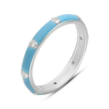 Серебряное кольцо с емаллю, фианитами, вес изделия 1,89 гр (60002256)
