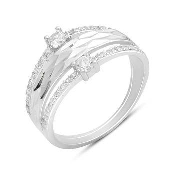 Серебряное кольцо с фианитами, вес изделия 3,15 гр (2185734)
