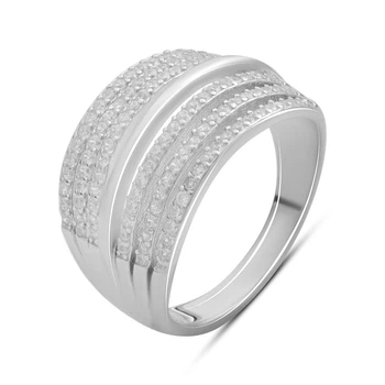 Серебряное кольцо с фианитами, вес изделия 4,89 гр (2187165)