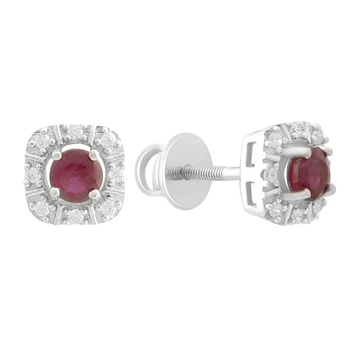 Серебряные серьги с натуральным рубином 1.045ct (2187868)