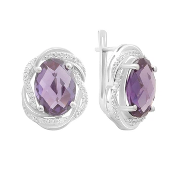 Серебряные серьги с александритом 16.513ct, фианитами (2187608)