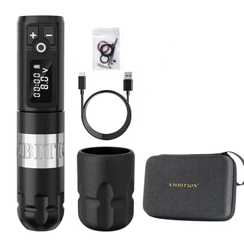 Безпроводова модульна тату машинка Ambition Soldier Version 2024 LCD дисплей, акумулятор 2400 mAh Silver