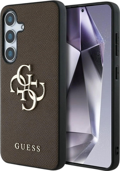 Панель Guess Grained Big 4G Logo Small Classic для Samsung Galaxy S25 Plus Brown (3666339449186)