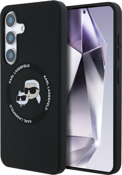 Панель Karl Lagerfeld Silicone Double Heads And Circle MagSafe для Samsung Galaxy S25 Black (3666339450151)