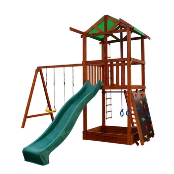 Дитячий дерев'яний ігровий комплекс SportBaby Babyland-4 з гіркою 3 м, гойдалками і канатами, висота 3,2 м (SB-1936)