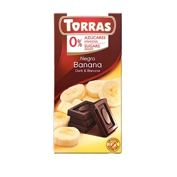 Шоколад чорний TORRAS 531 з бананом без цукру, без глютену 75 г
