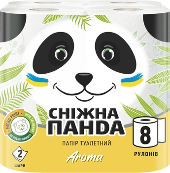 Туалетний папір Сніжна панда Арома 150 відривів 2 шари 8 рулонів (4823019008333)