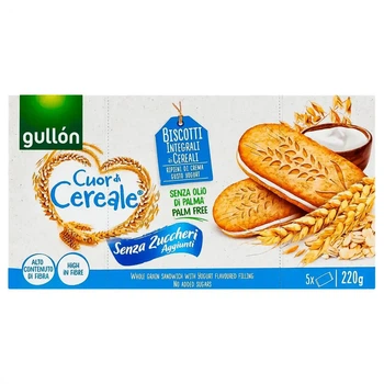 Печиво Gullon Cuor di Cereale без цукру цільнозернове з йогуртом, 220 г.