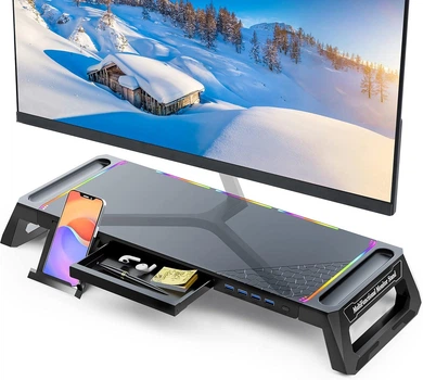 Подставка для настольного монитора MOOJAY с игровой подсветкой RGB и концентратором 4 x USB 3.0