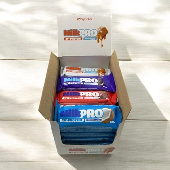 Блок Протеиновых батончиков Sporter MILK PRO 29% протеина - 24 шт 60 г Микс из 4-х вкусов(324415901)