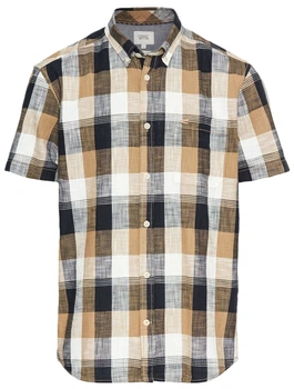 Сорочка Camel Active Checked Short-Sleeve Shirt Made of Pure Cotton XXL Коричневий/Бежевий (1109-4064478958665)