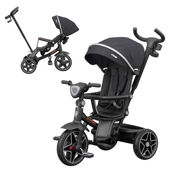 Детский трехколесный Велосипед TILLY DYNAMIC (T-3810 BLACK) поворотное сиденье, складной руль