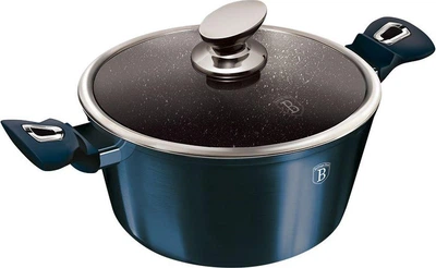 Каструля з кришкою 20 см Berlinger Metallic Line AQUAMARINE Edition 2,2 л антипригарне покриття кований алюміній синій