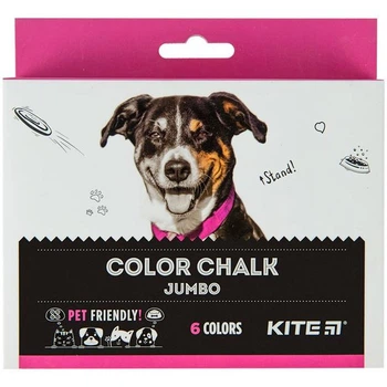 Набор цветных мелков Jumbo, 6 цв. Kite Dogs (K22-073)