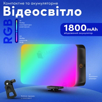 Портативный видеосвет RGB для фото и видеосъемки, накамерный свет с прищепкой (3414)