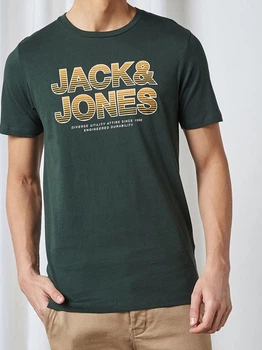 Футболка бавовняна довга чоловіча Jack & Jones 173034 S Хакі з принтом (LV2200004635170)