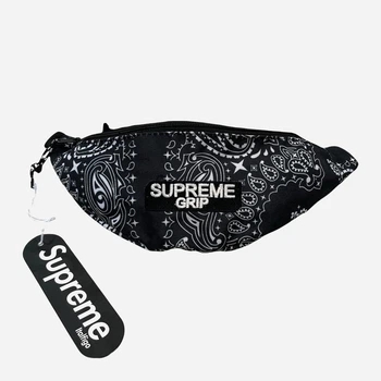 Сумка бананка на пояс женская Supreme 186222 Черно-белая (LV2200004920870)