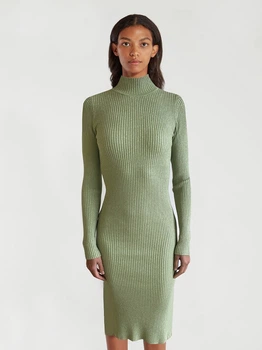 Платье миди осеннее женское Moni&Co 183 873 L/XL Зеленое (2200004866550)