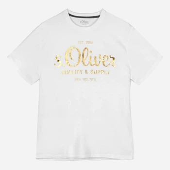Футболка хлопковая длинная мужская s.Oliver 174984 4XL Белая с принтом (LV2200004670201)