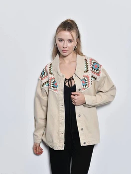 Джинсова куртка жіноча Veto Jeans 187995 S Бежева (2200004974521)