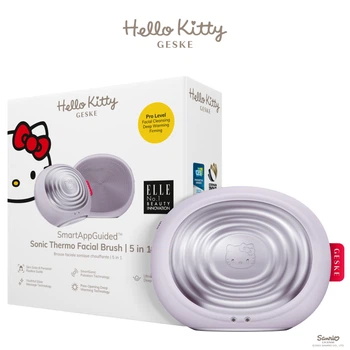 Електронна ультразвукова термощітка для обличчя GESKE Sonic Thermo Facial Brush by Hello Kitty purple (HB0244)