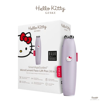 Мікрострумова ручка для підтяжки обличчя GESKE MicroCurrent Face-Lift Pen by Hello Kitty purple (HB0250)