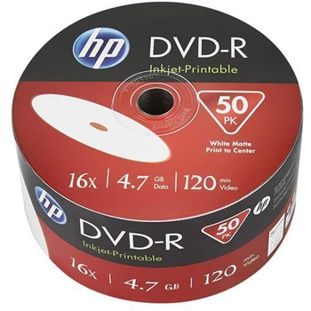 Диски DVD-R HP (69302/DME00070WIP-3) 4.7GB 16x IJ Print, без шпинделя, 50 шт.