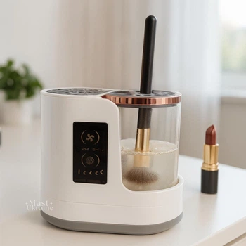 Очиститель кистей для макияжа автоматический с сушилкой Electric Makeup Brush Cleaner, портативное электрическое устройство для чистки и сушки косметических кистей с USB питанием, для дома и салона Белый, XL-1321-White